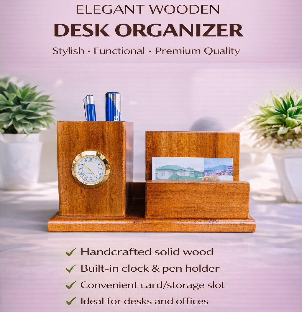 ELEGANT WOODEN DESK ORANIZER